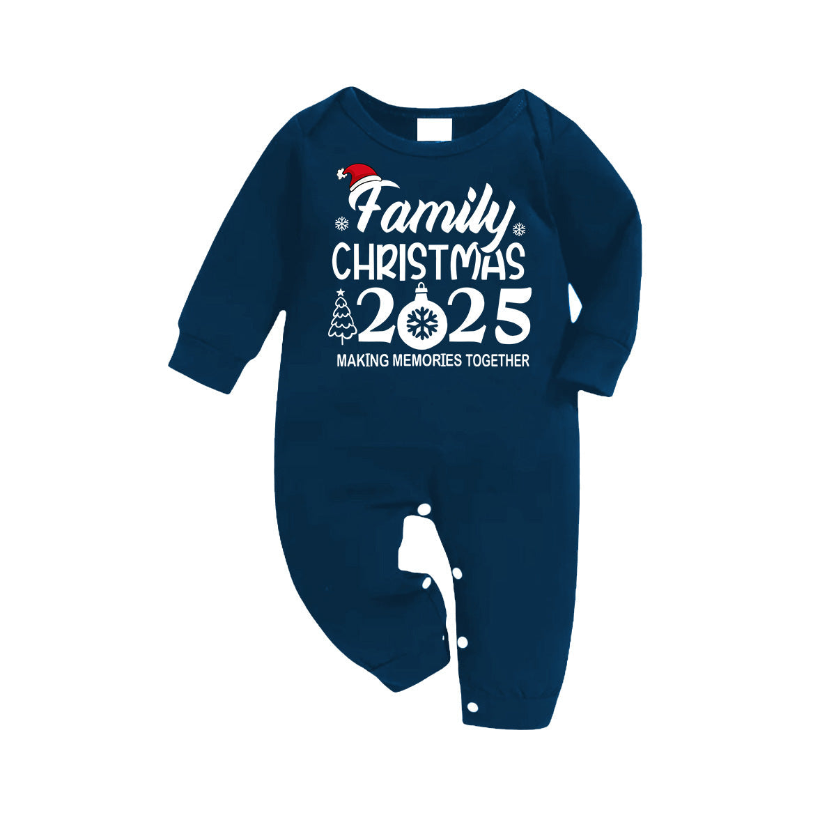 "Family Christmas 2025 " Text Print Blue Long Sleeve Top With Blue Plaid Family Matching Pajamas