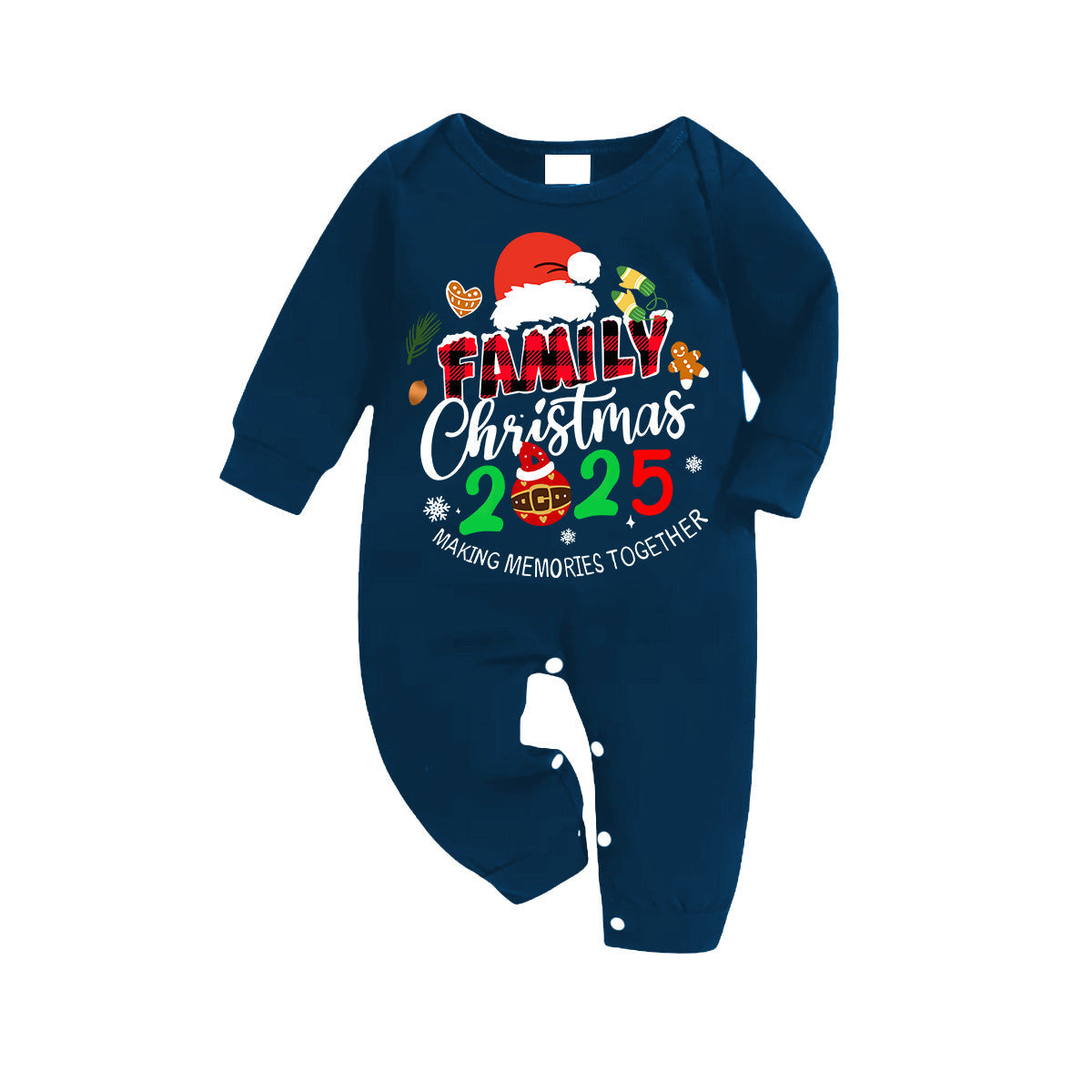 Family Christmas 2025 Making Memories Together Text Print Blue Long Sleeve Top With Blue Plaid Family Matching Pajamas