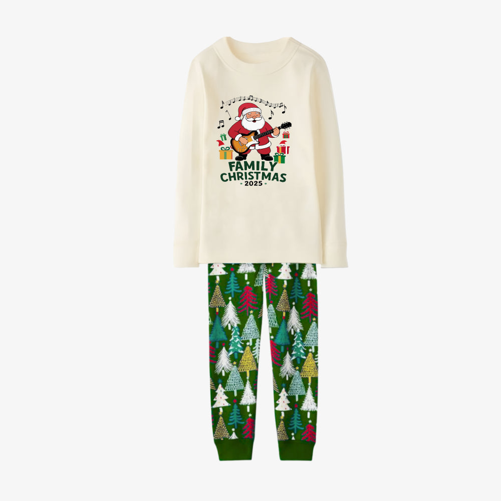 Family Christmas Pajamas Set With "Merry Christmas 2025" and Santa Claus Print