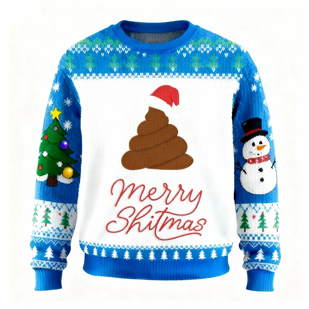 Zany Cartoon Pattern Print Sweater - Ugly & Cozy Unisex Pullover