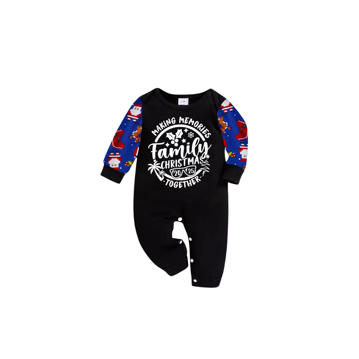 Making Memories Family Christmas Pajamas - Black & Blue Santa Print