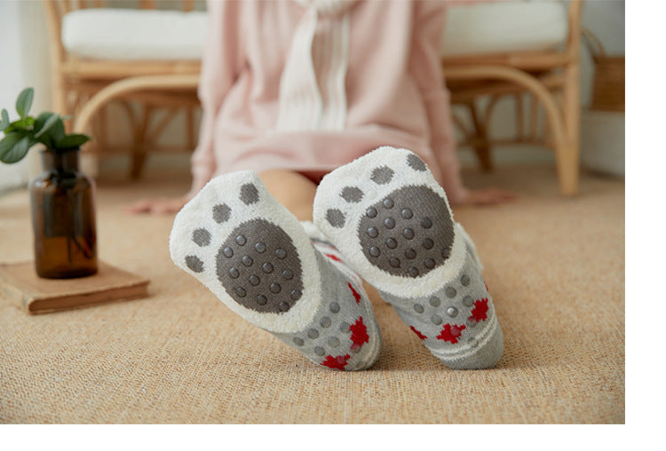 Christmas Floor Socks Adult Plus Fleece Home Sleeping Socks Carpet Sock Leg Cover Non-Slip