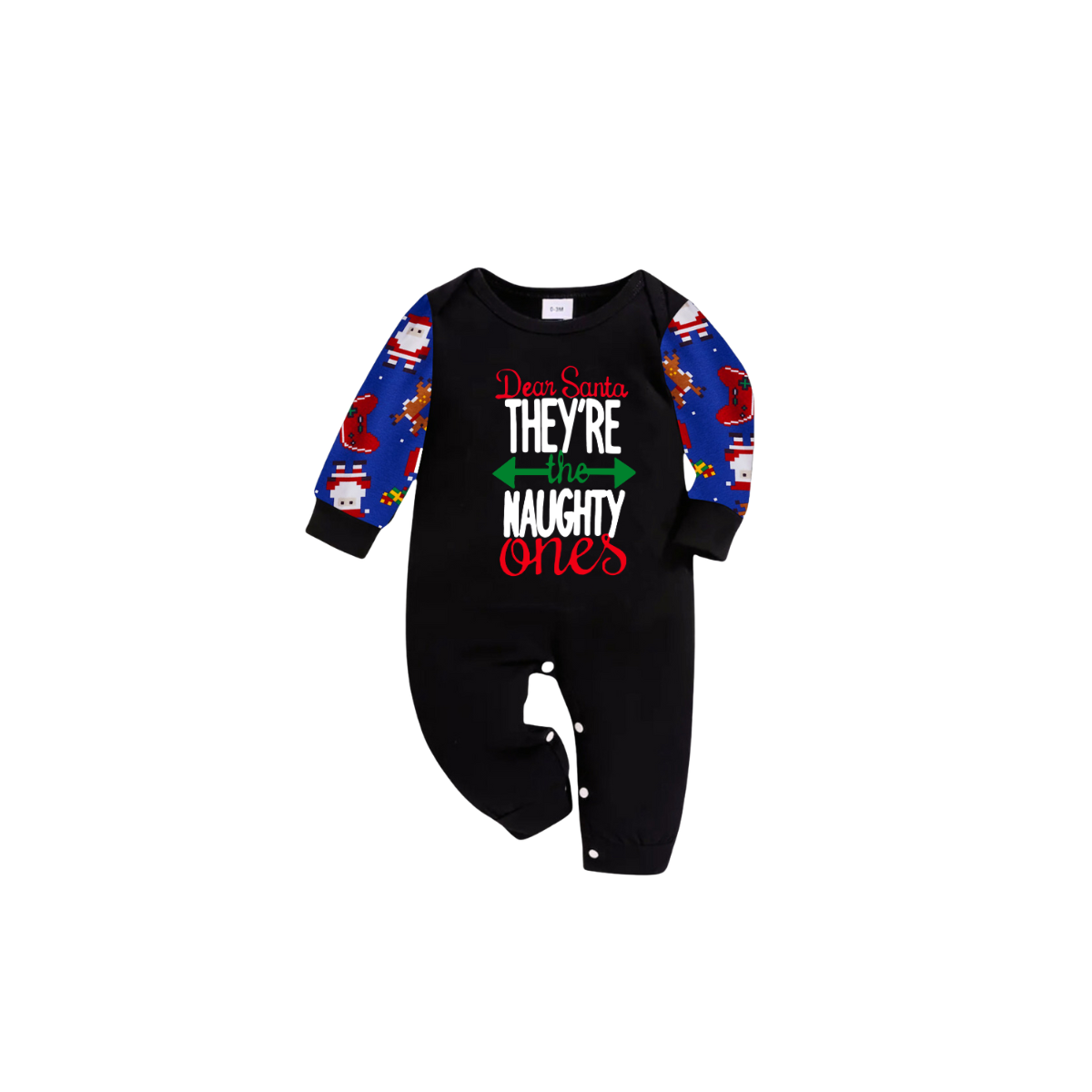 Dear Santa They Are the Naughty Ones Printed Purple Festive Sleeve Top And Pants Family Matching Christmas Pajamas Sets