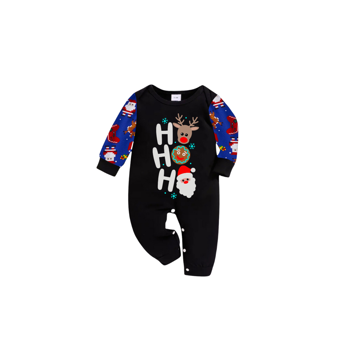 HO HO HO Christmas Pajama Set with Santa, Reindeer, and Gingerbread