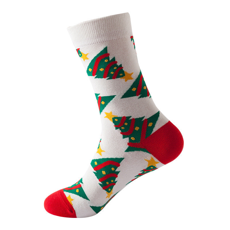 Christmas Stockings Christmas Tree Snowflake Cartoon Socks 5 Pairs