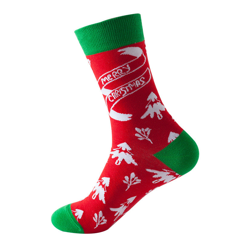 Christmas Stockings Christmas Tree Snowflake Cartoon Socks 5 Pairs