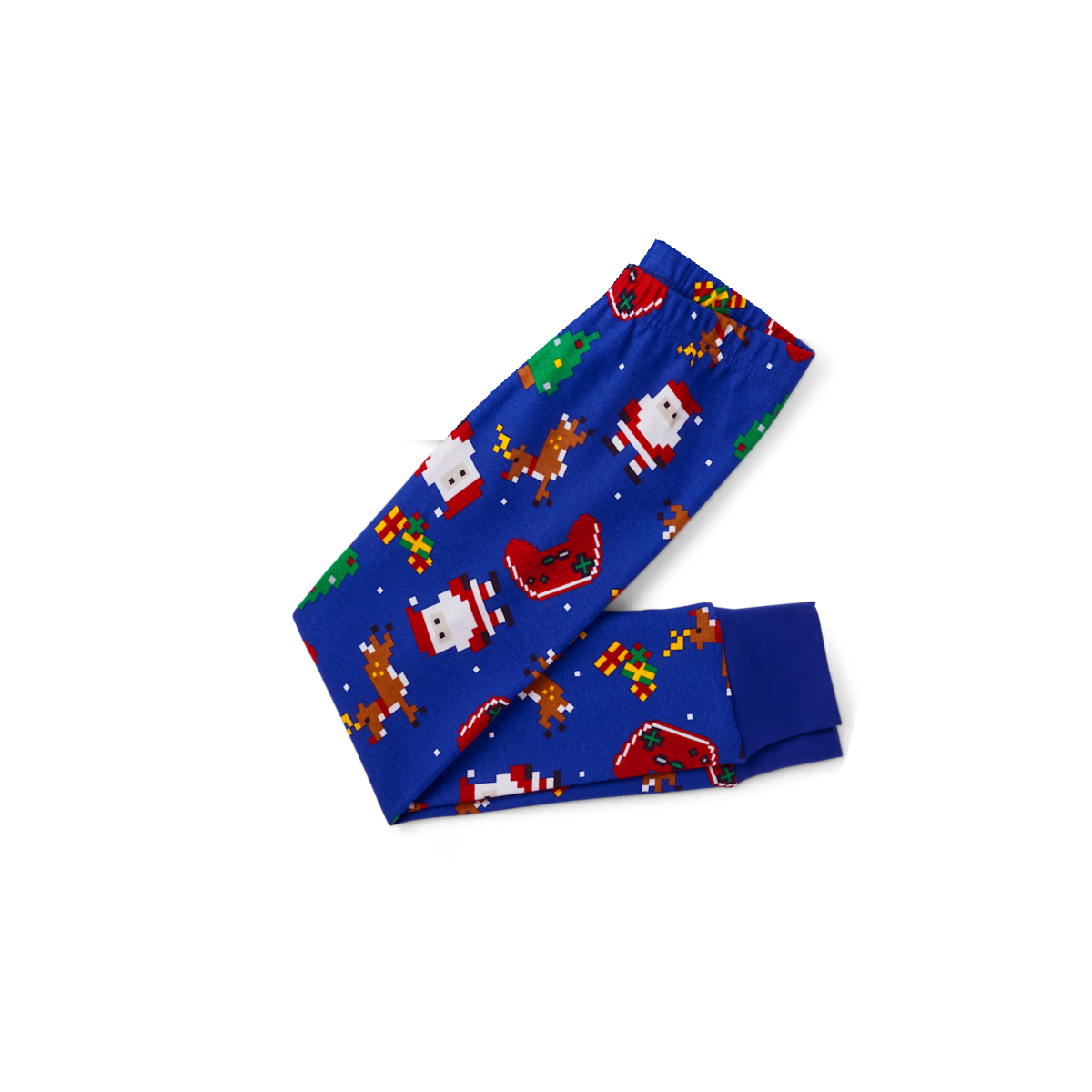 2025 We Are Family Christmas Family Pajamas Set - Black Top / Blue Santa Print Pants / Blue Santa Print Sleeves