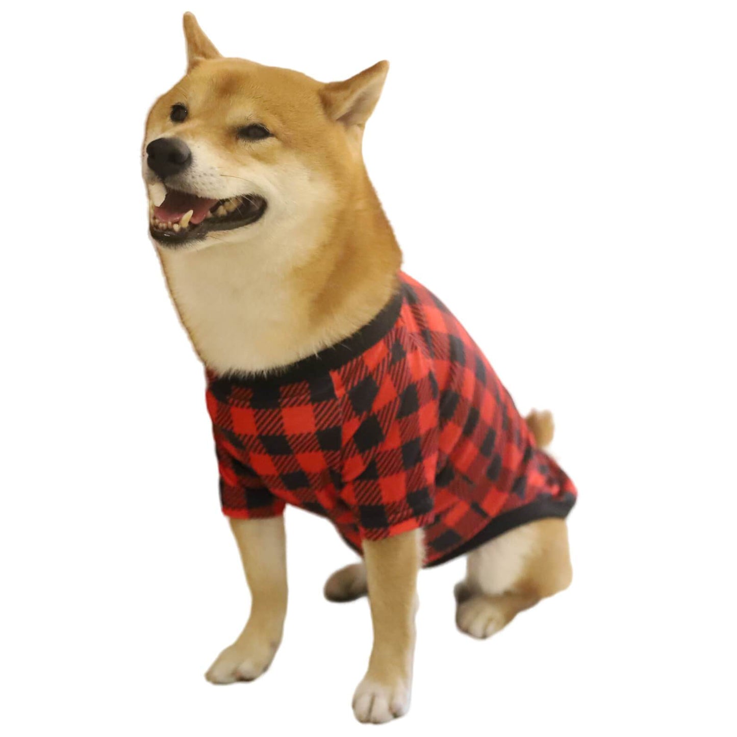 Merry Christmas Red&Black Plaid Dog Clothes Winter Pet Christmas Outfits