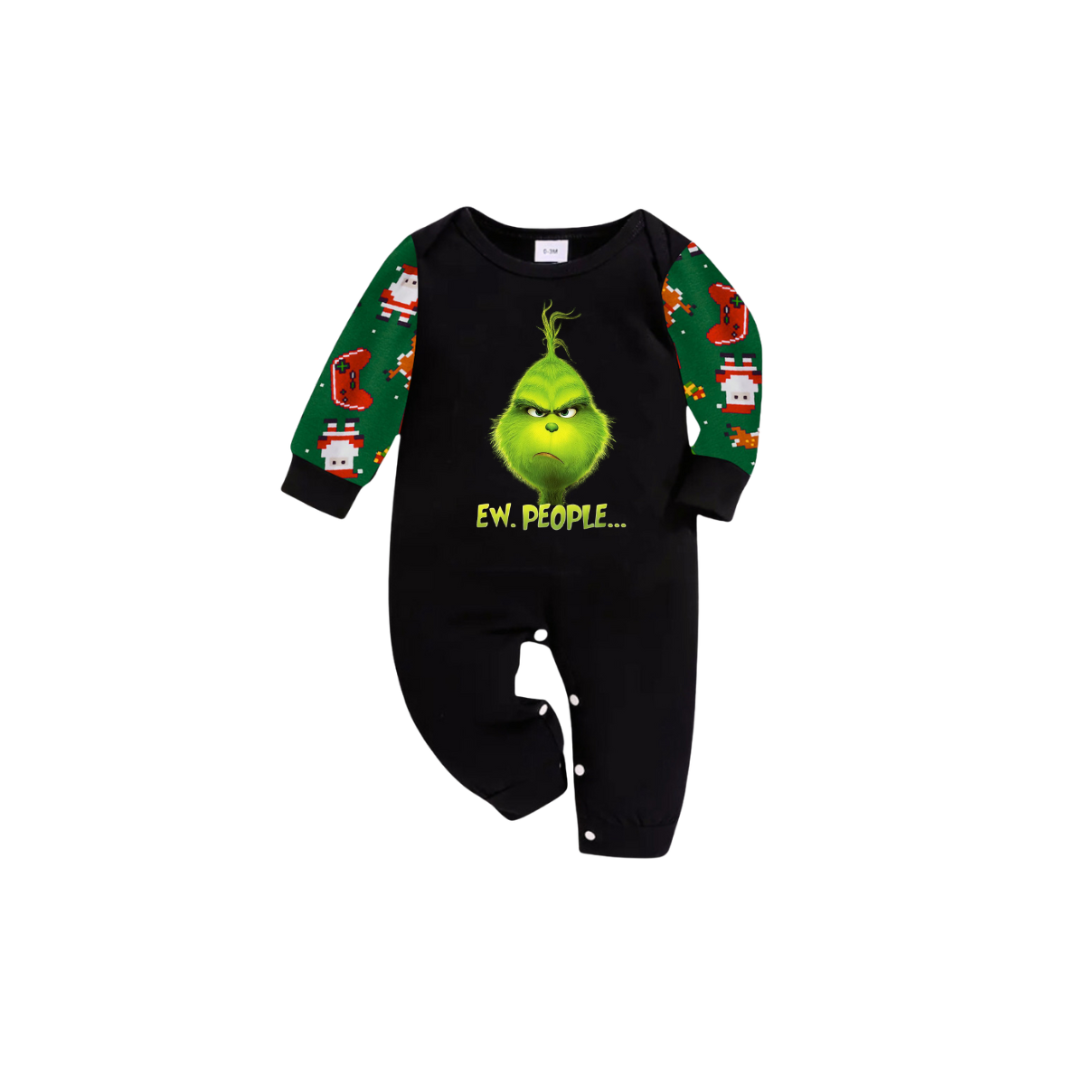 Grinch Ew, People..... Family Christmas Pajamas Green Santa Print