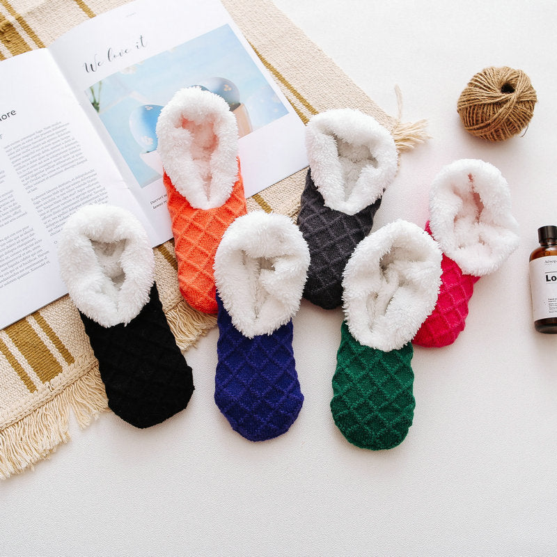 Stylish Black Gray Socks-Cozy Woolen Socks for Warmth Thick Floor Socks