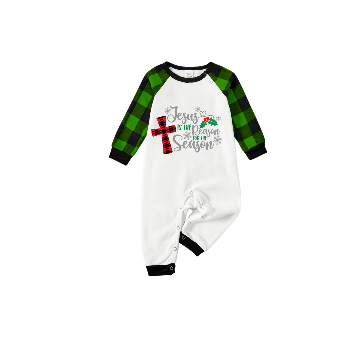 Jesus Reason Christmas Pajamas - Green Buffalo Plaid