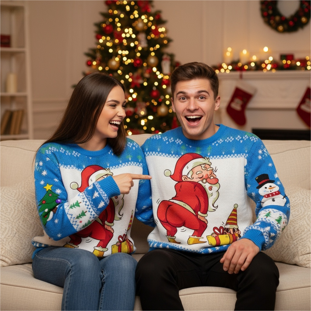 Funny Santa Print Sweater - Ugly & Cozy Unisex Pullover