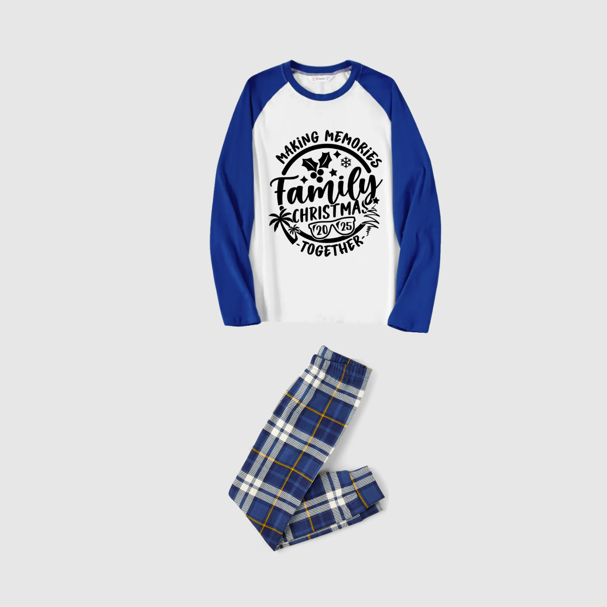 Making Memories Family Christmas Pajamas - White & Blue Plaid