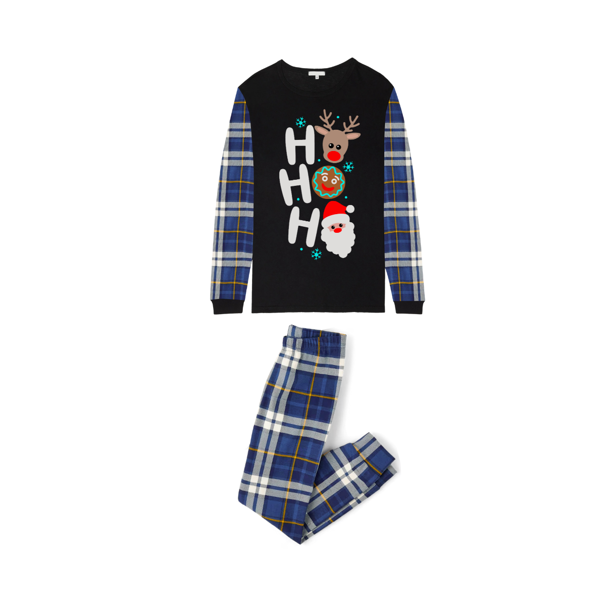 HO HO HO Christmas Pajama Set with Santa, Reindeer, and Gingerbrea