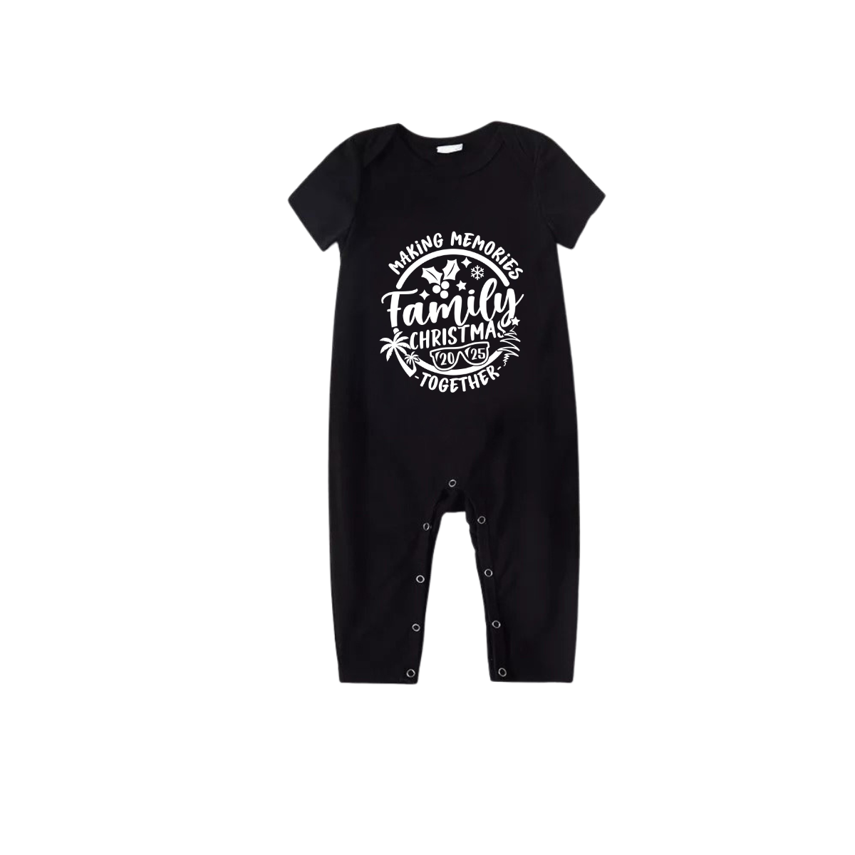 Christmas Make Memories Together 2025 Print Black Short Sleeve with Red & Black Plaid Pant Family Matching Pajamas