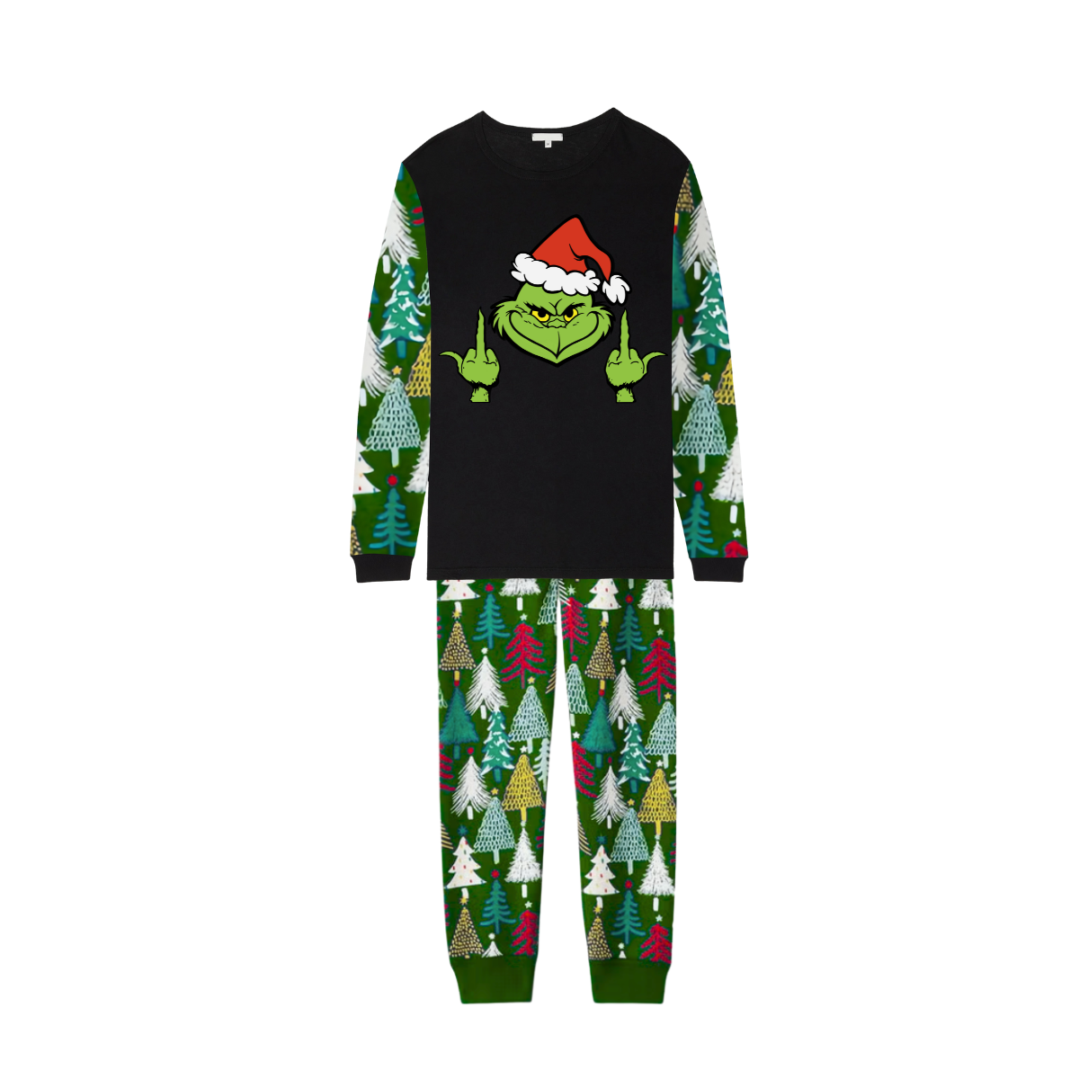 Grinchy Pines Family Christmas Pajamas - Tree Print
