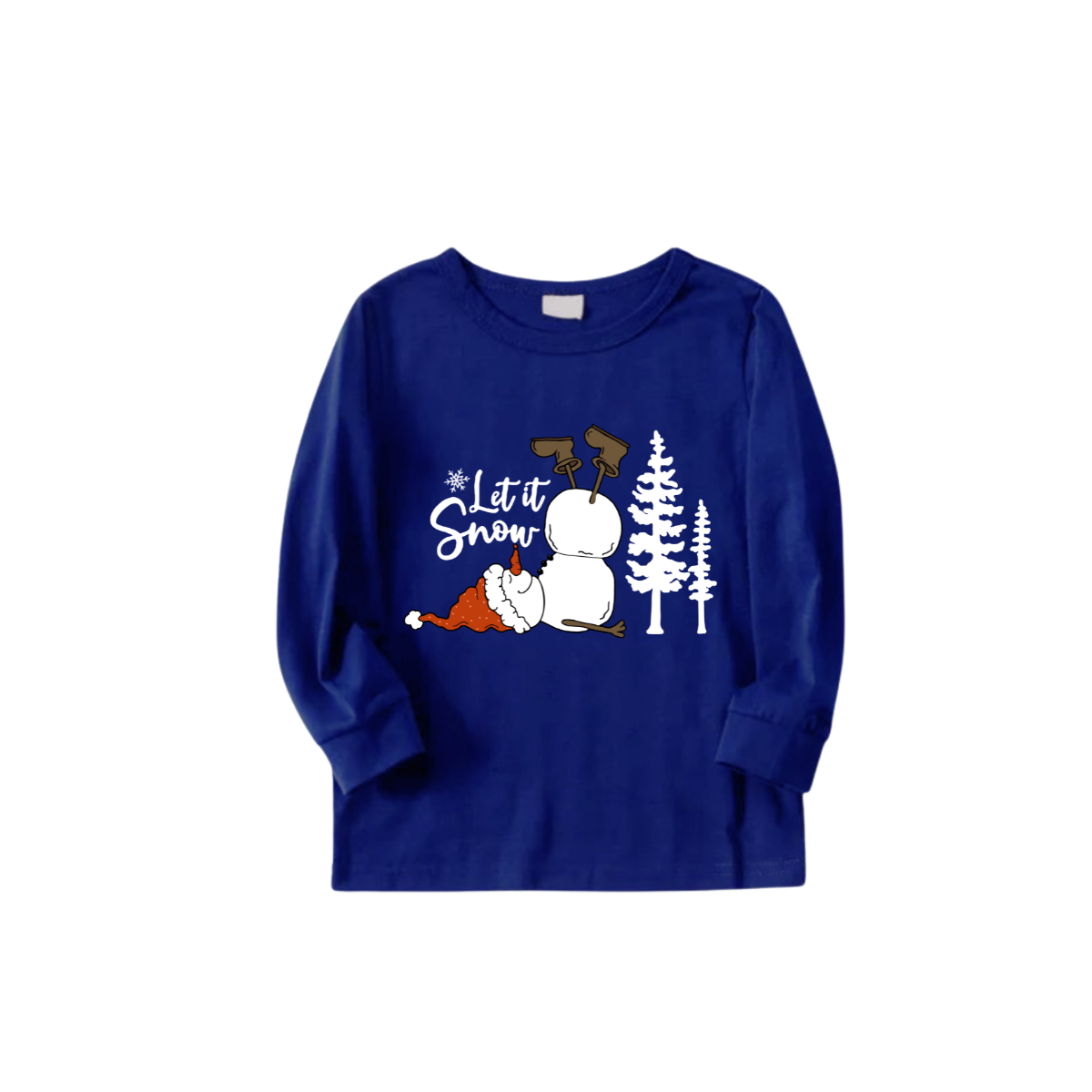 Let It Snow Family Christmas Pajamas - Blue Santa Print