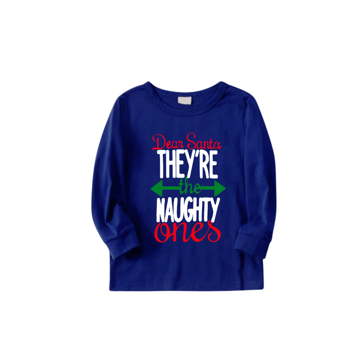 Blue Top with Dear Santa They Are the Naughty Ones Printed And Blue Pants Family Matching Christmas Pajamas Sets