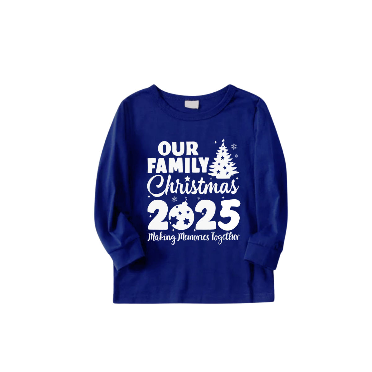 2025 Our Family Christmas Matching Pajamas - Blue with Santa Pattern