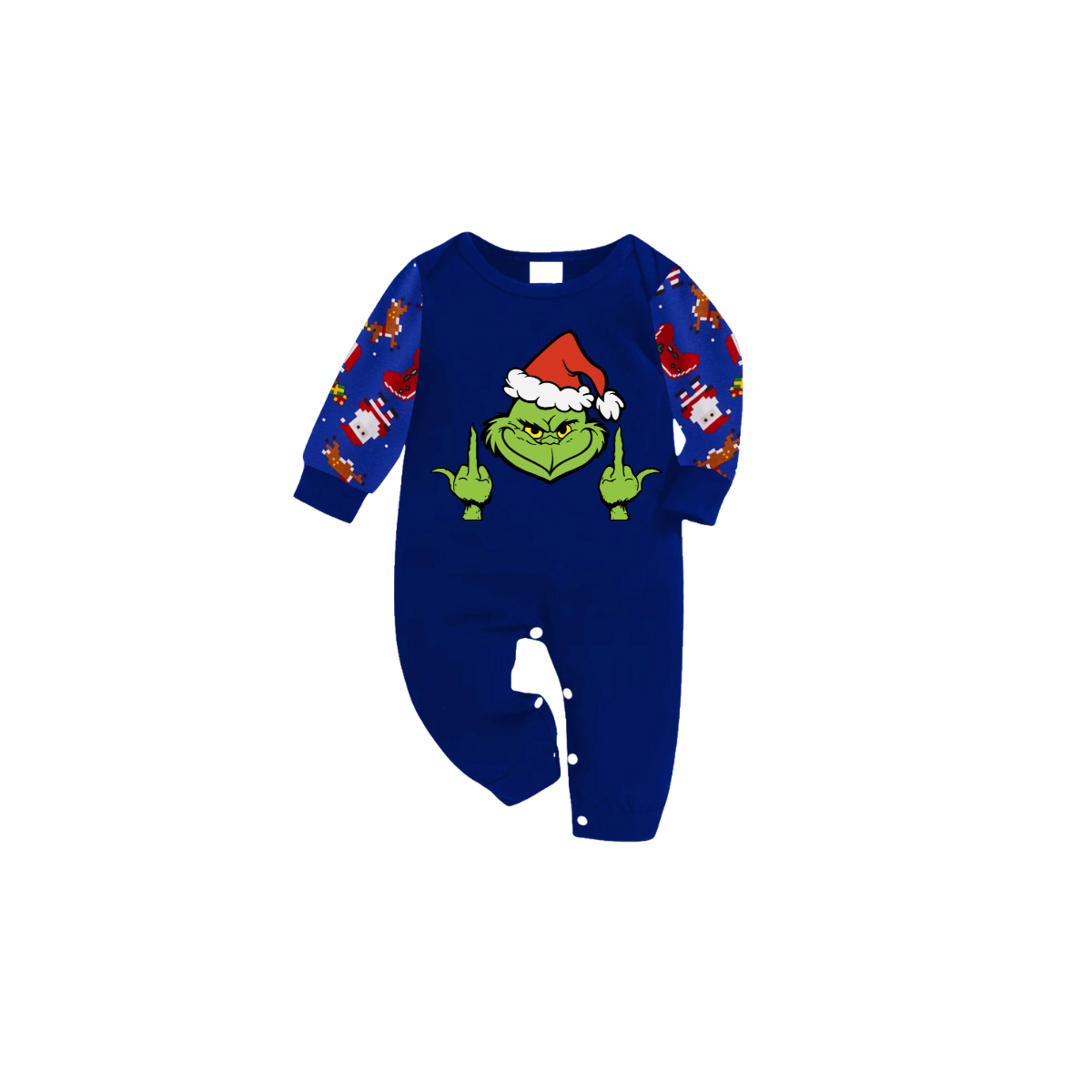 Grinchy Christmas Cartoon Family Pajamas - Blue