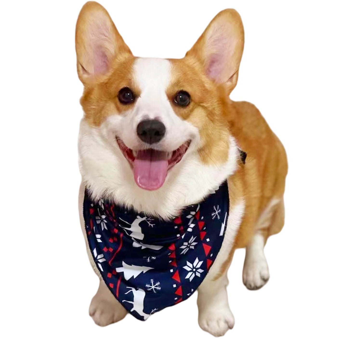 Merry Christmas Elk Tree and Snowflake Print Dog Clothes Pet Outfits and Pet Triangle Bibs Scarf