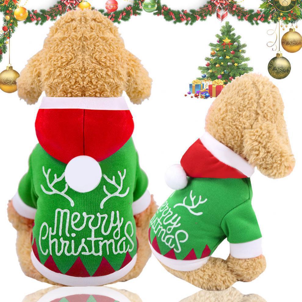 Merry Christmas Dog Hoody In Green