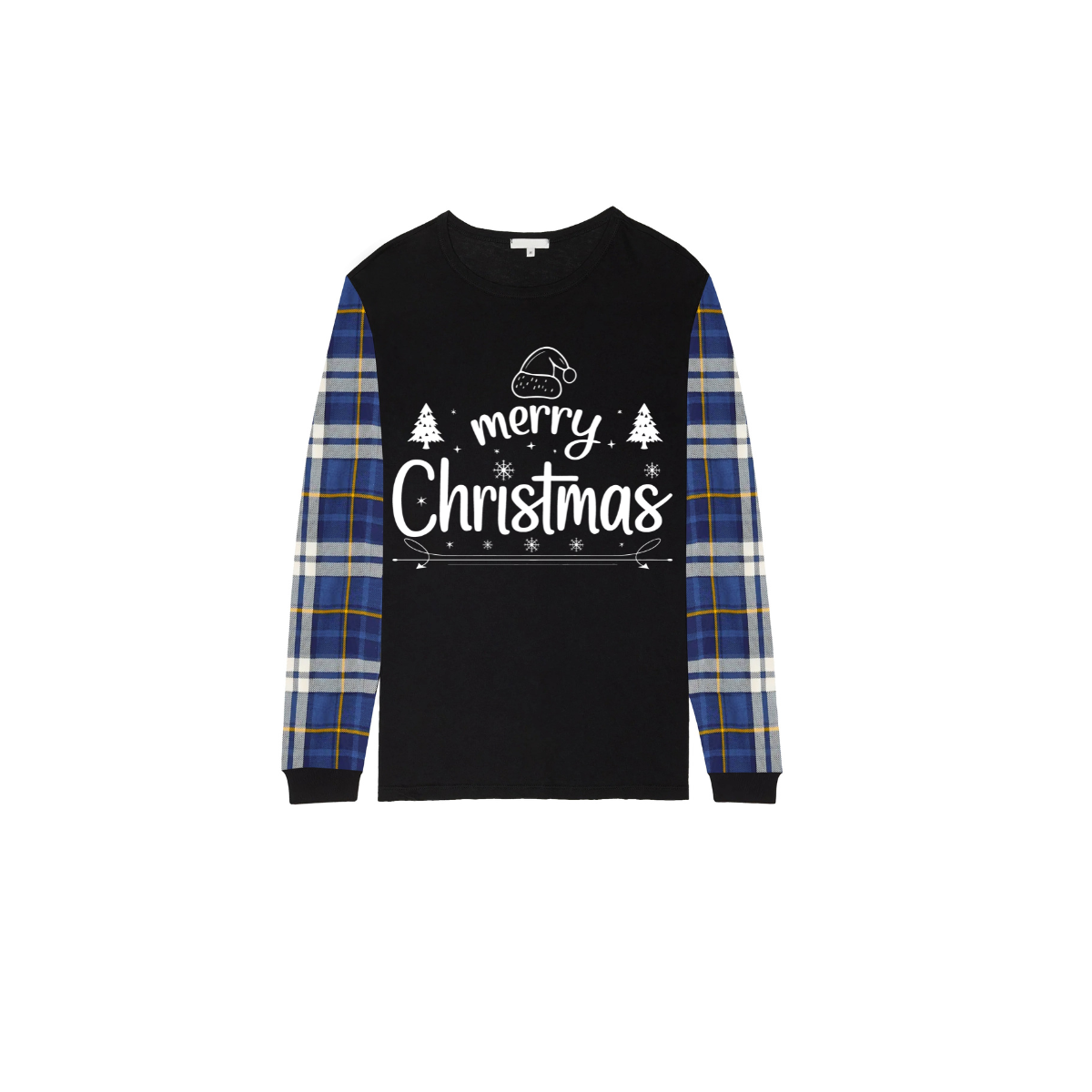 Chalkboard Merry Christmas Pajamas - Blue Plaid