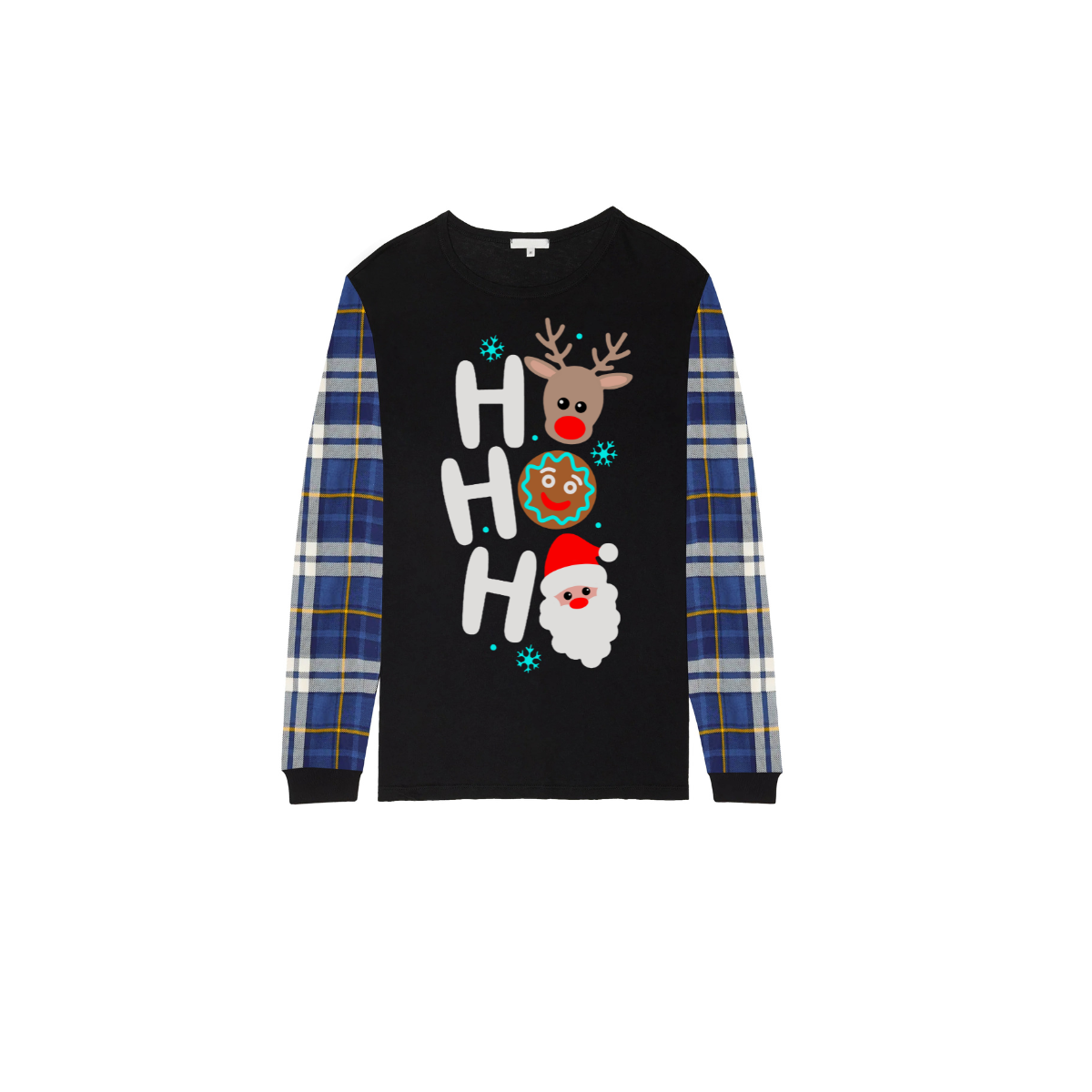 HO HO HO Christmas Pajama Set with Santa, Reindeer, and Gingerbrea