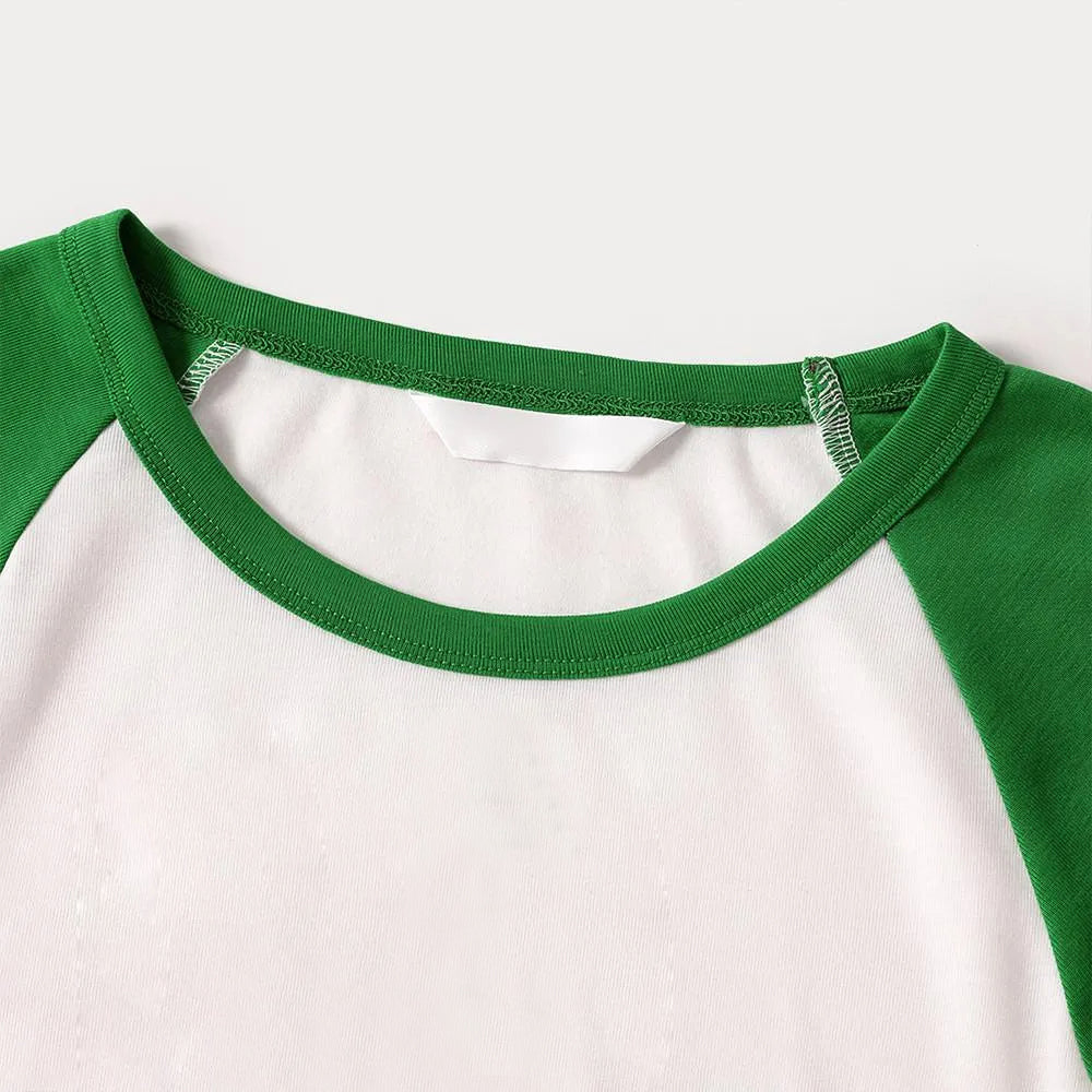 Family Christmas 2025 Text Print Long Sleeve Top With Green & Black Plaid Christmas Matching Pajamas