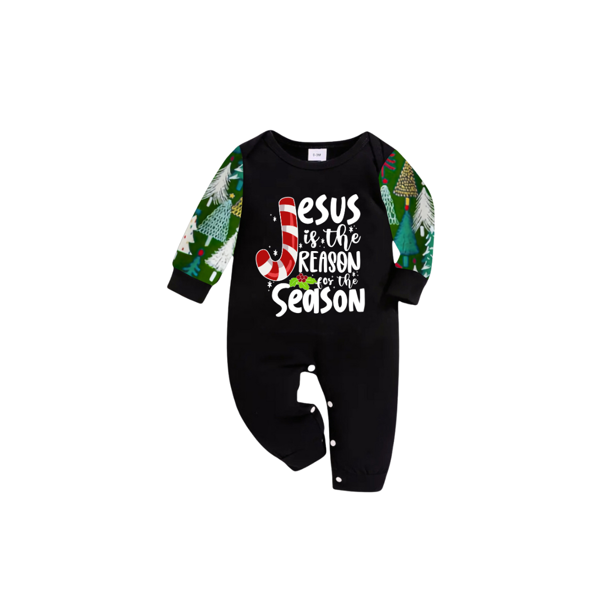 Christmas Tree Pajama Set with Candy Cane Sleeves – Jesus is the Reason