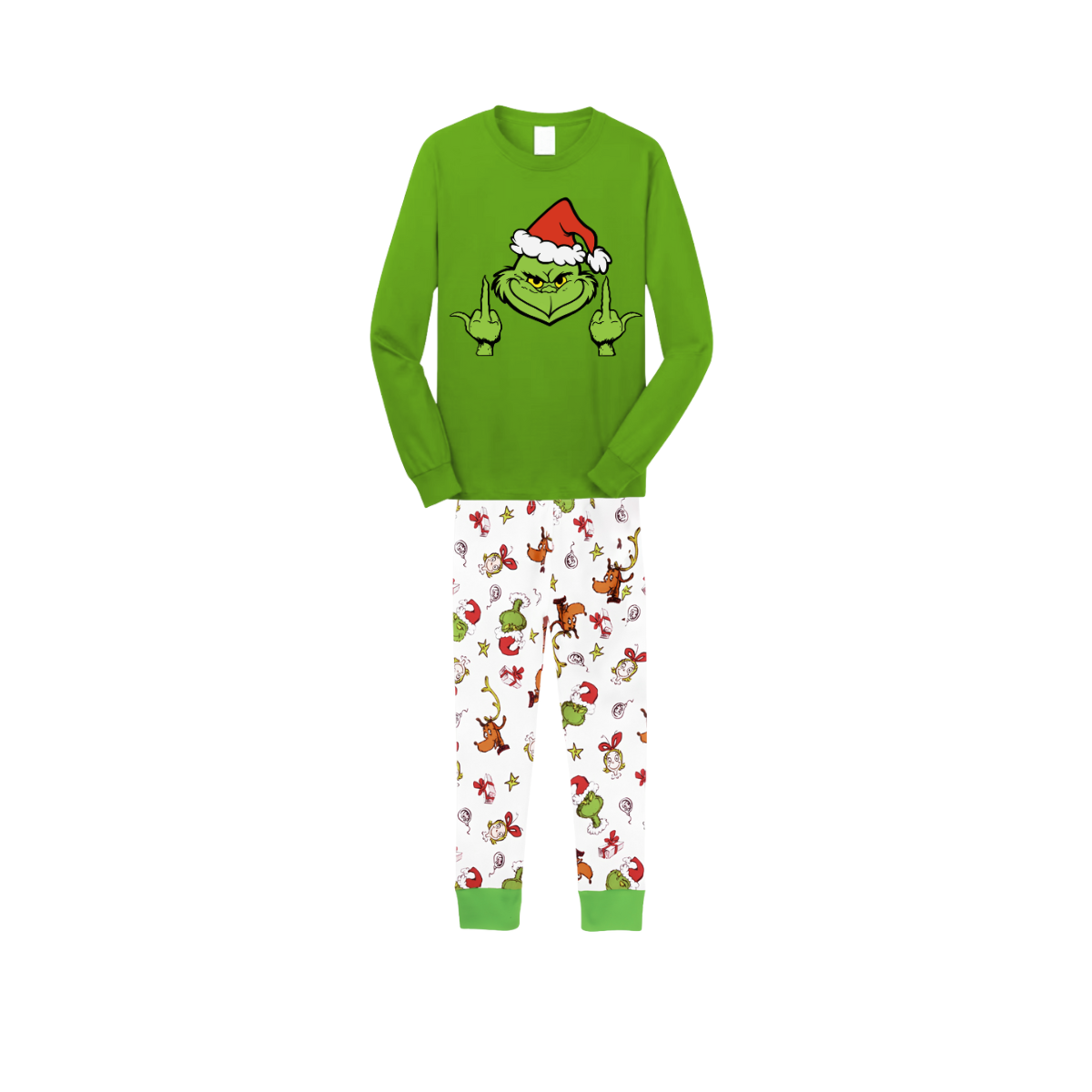 Grinchy Christmas Cartoon Family Pajamas - Green