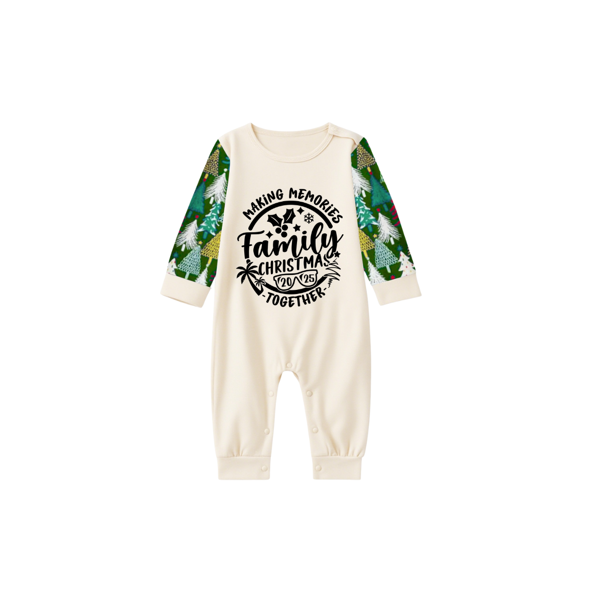 Making Memories Family Christmas Pajamas - Cream & Tree Print