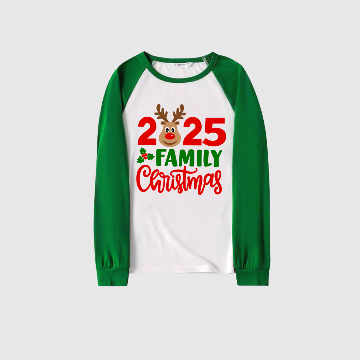 2025 Family Christmas Pajamas Set- Green Sleeves with Santa Pattern Pants