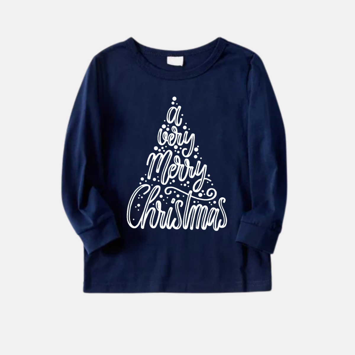 "A Very Merry Christmas" Blue Long Sleeve Top with Blue & Red Plaid Family Matching Pajamas