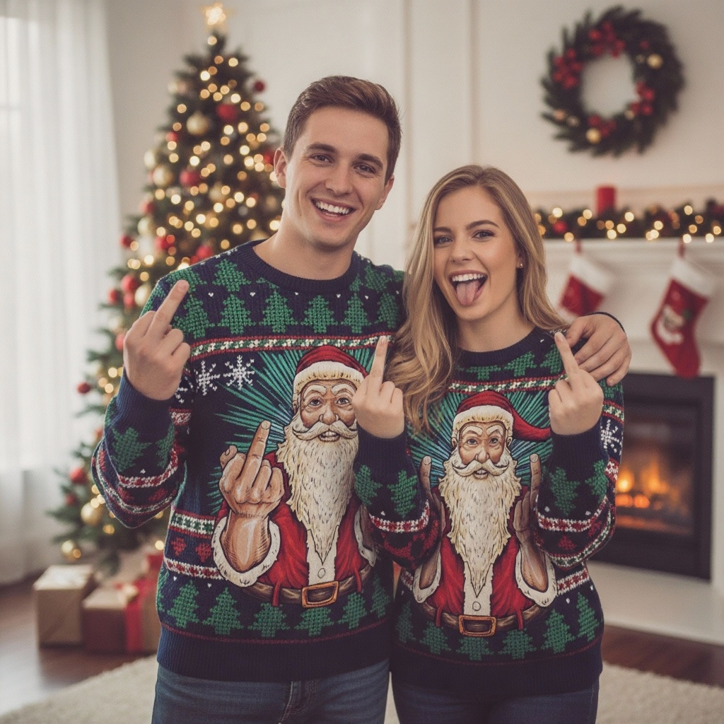 Softest Unisex Funny Christmas Pattern Sweater - Ugly Holiday Party Jumper