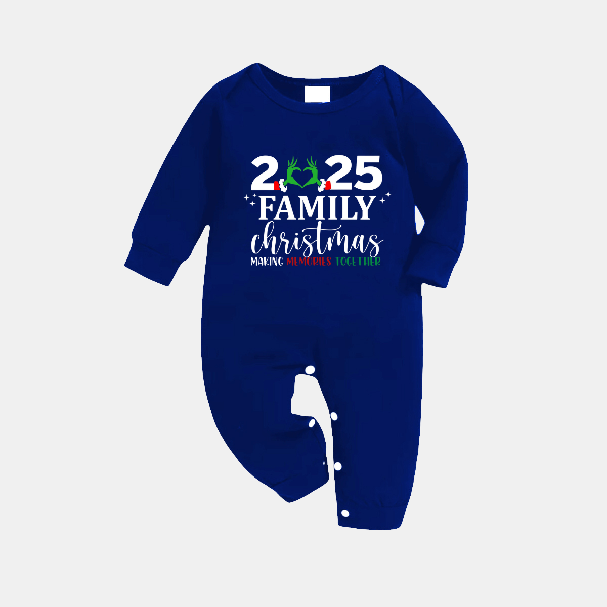 "2025 Family Christmas" Text Printed Blue and White Plaid Family Matching Pajamas