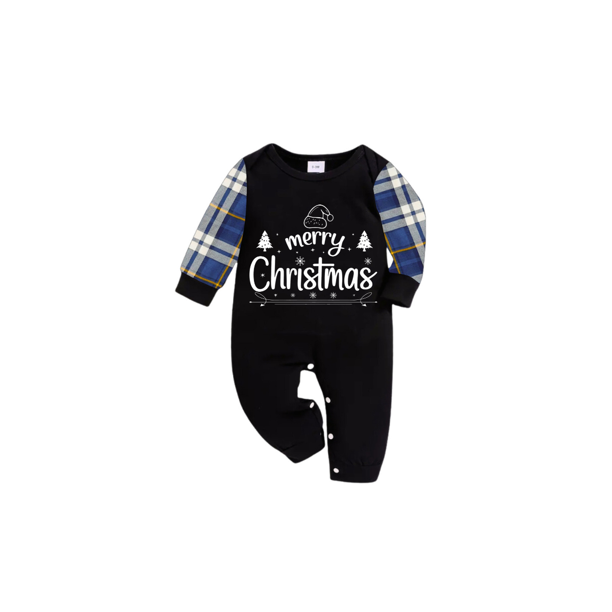 Chalkboard Merry Christmas Pajamas - Blue Plaid