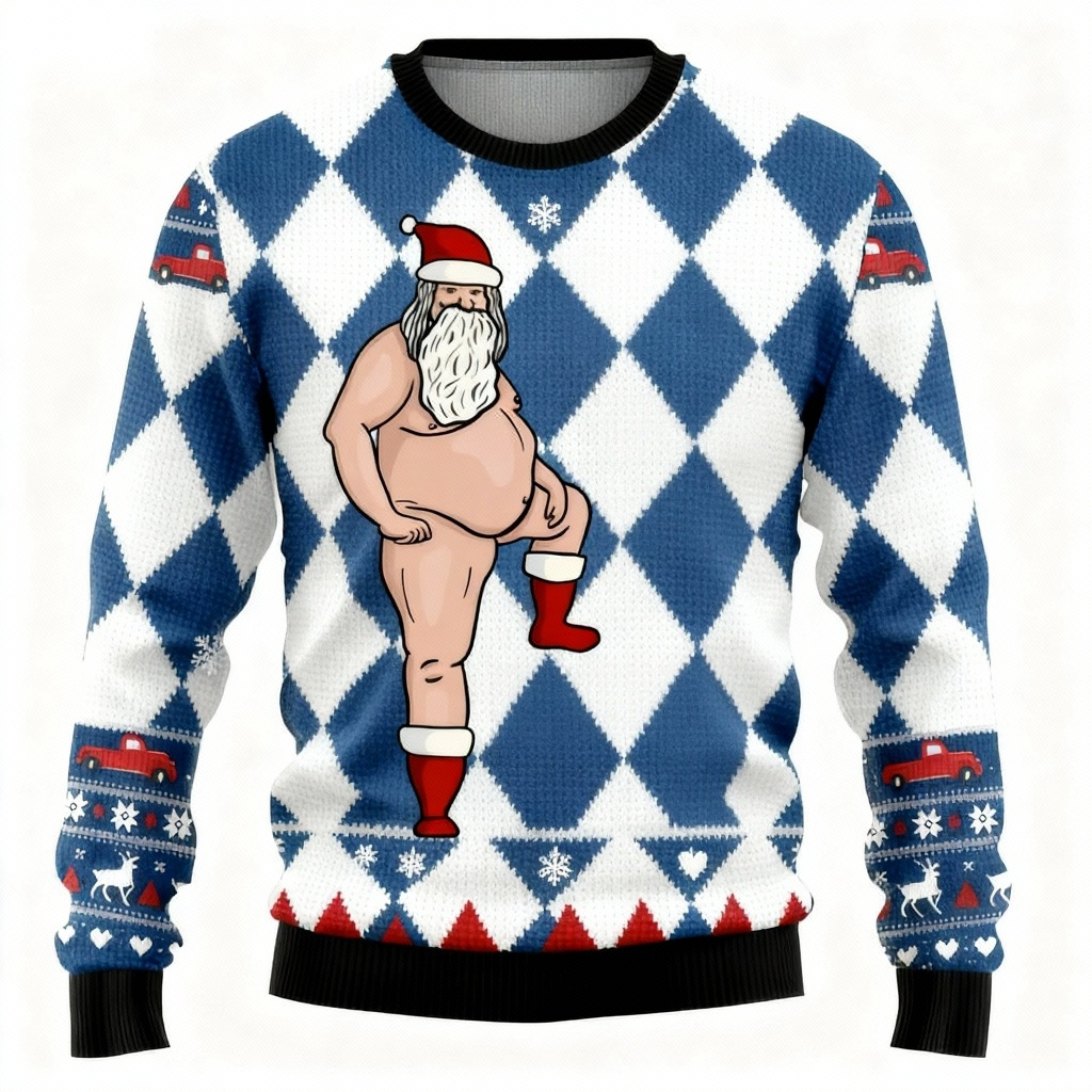 Ugly Christmas Sweater Party 2025 | Wacky Santa Pattern Edition