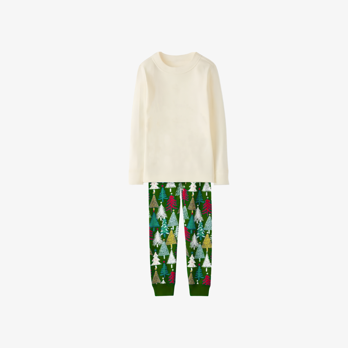 2025 Family Matching Christmas Pajamas-Cream Tops & Christmas Tree Pants