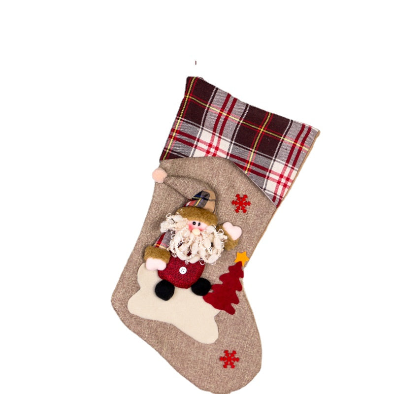 Christmas Window Decorations Santa/Snowman/Elk Wine Khaki Christmas Socks