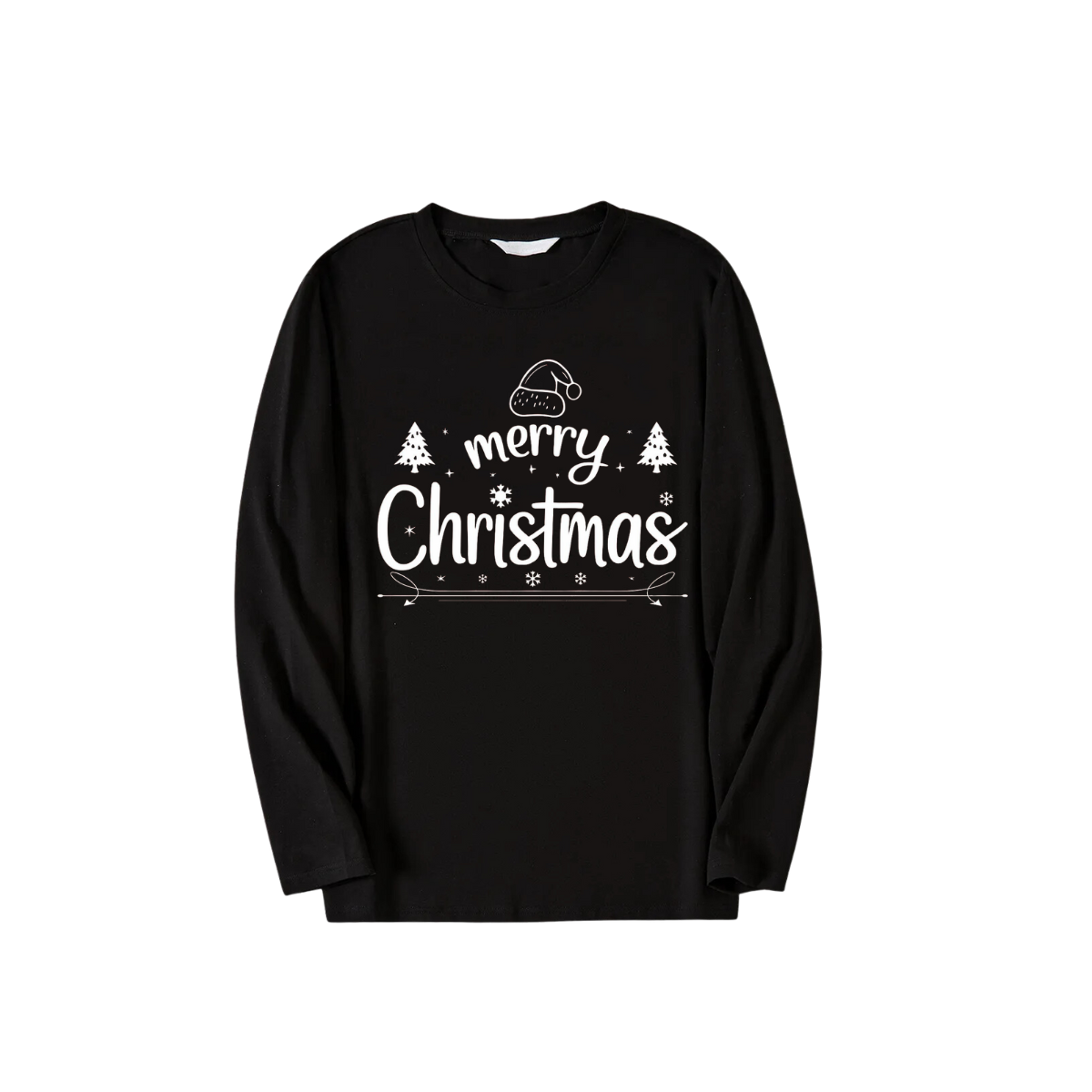 "A Very Merry Christmas" Black Long Sleeve Top with Black And Green Plaid Pants Family Matching Pajamas