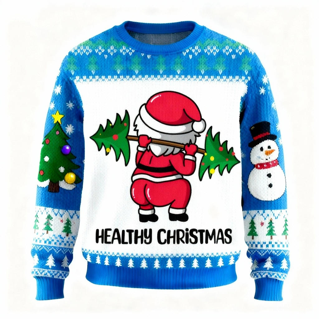 Funny Christmas Gift Santa Print Sweater - Ugly & Cozy Unisex Pullover