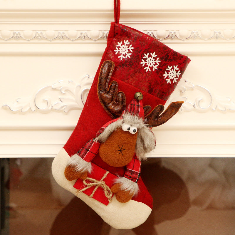 Christmas Ornaments Santa Snowman Elk with Scarf and Gift Box Christmas Socks Candy Bags