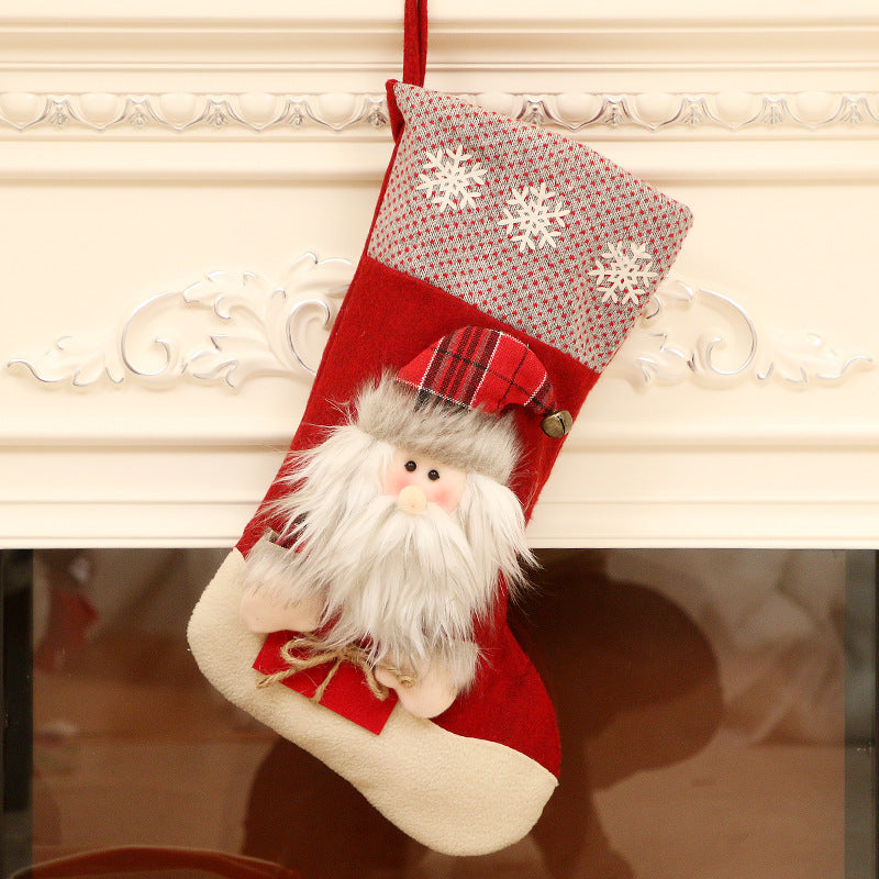 Christmas Ornaments Santa Snowman Elk with Scarf and Gift Box Christmas Socks Candy Bags