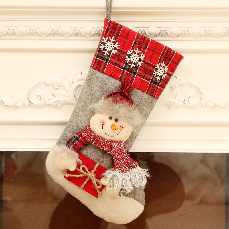 Christmas Ornaments Santa Snowman Elk with Scarf and Gift Box Christmas Socks Candy Bags