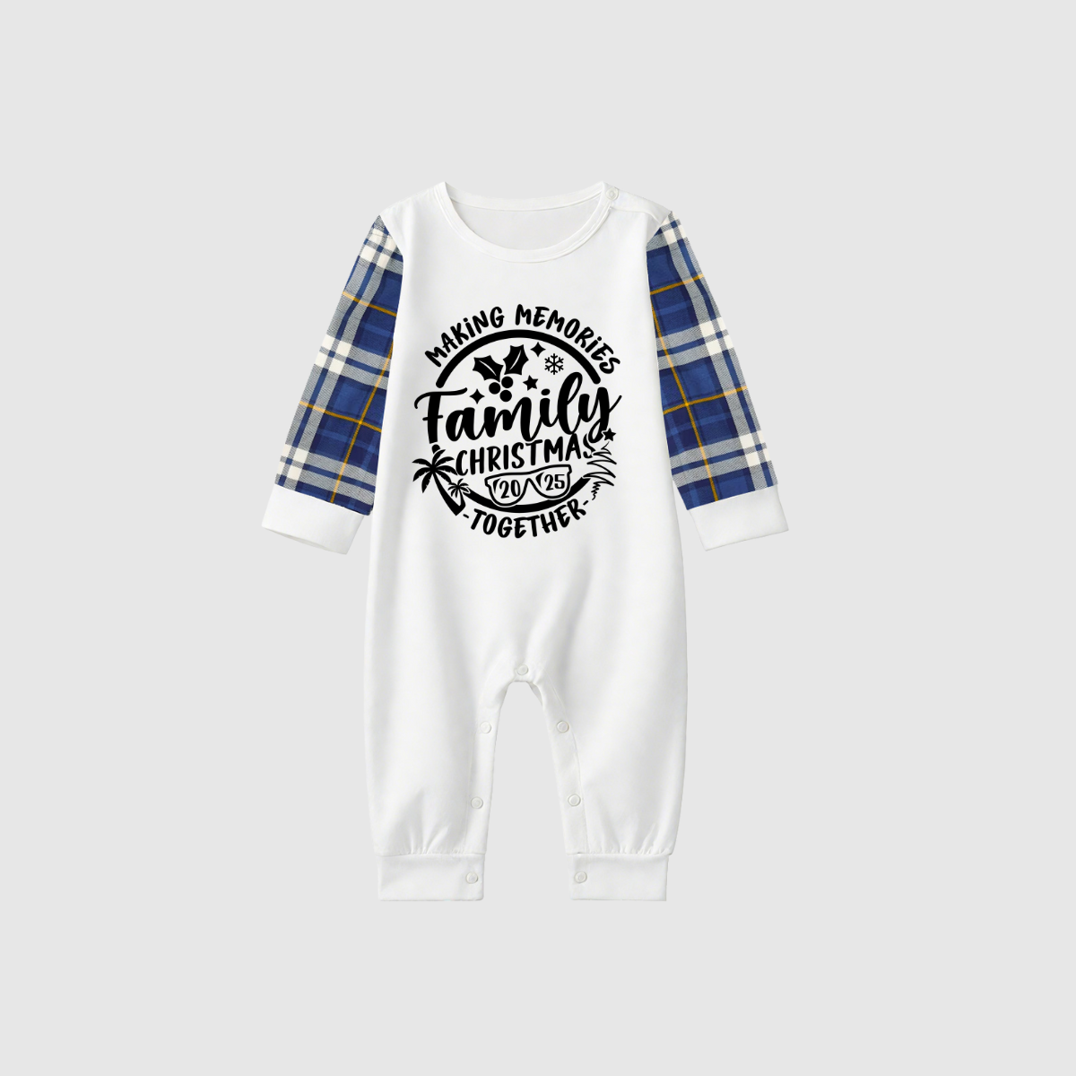 Making Memories Family Christmas Pajamas - White & Blue Plaid