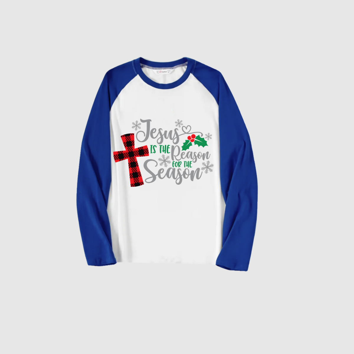 Jesus Reason Christmas Pajamas - Blue Plaid