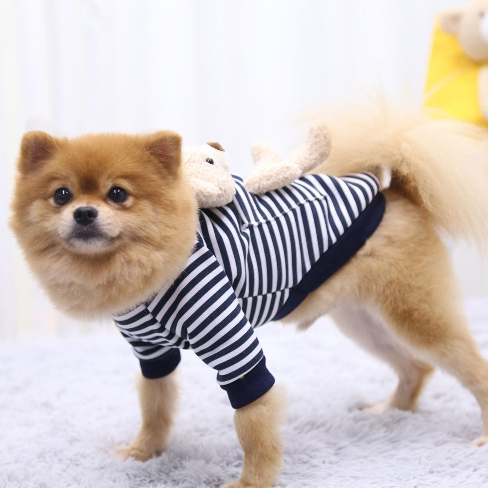 Teddy Bear on My Back Dog Pet Clothes Warm Fleece Puppy Hoodie Coat Winter