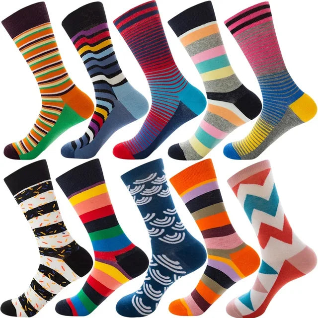 3 Pairs Lot Pack Men Women Couples Lover Socks New Arrival Rhombus Animal Christmas Cartoon Fruit Food Dot Cotton Happy Socks