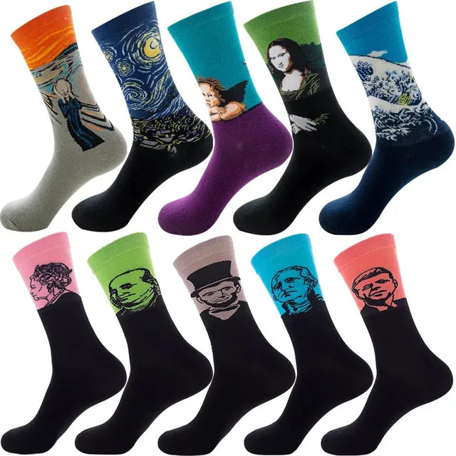 3 Pairs Lot Pack Men Women Couples Lover Socks New Arrival Rhombus Animal Christmas Cartoon Fruit Food Dot Cotton Happy Socks